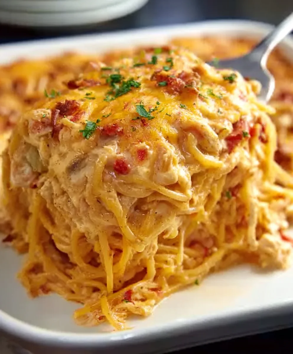 Spicy Cheesy Chicken Spaghetti Casserole Recipe