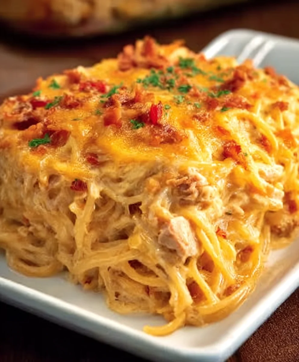 Spicy Cheesy Chicken Spaghetti Casserole Recipe