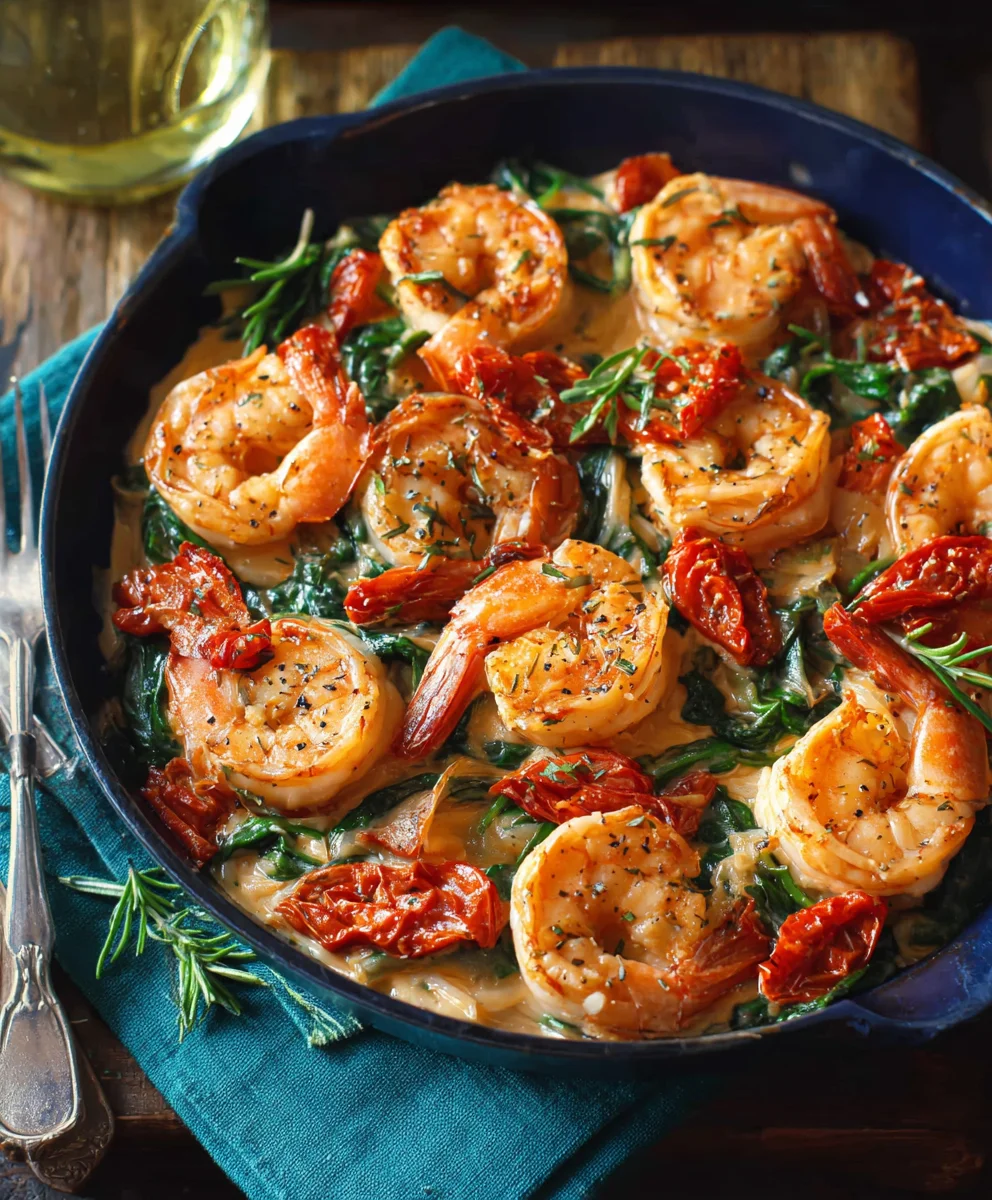 One Pan Tuscan Shrimp Dinner Quick Easy Recipe