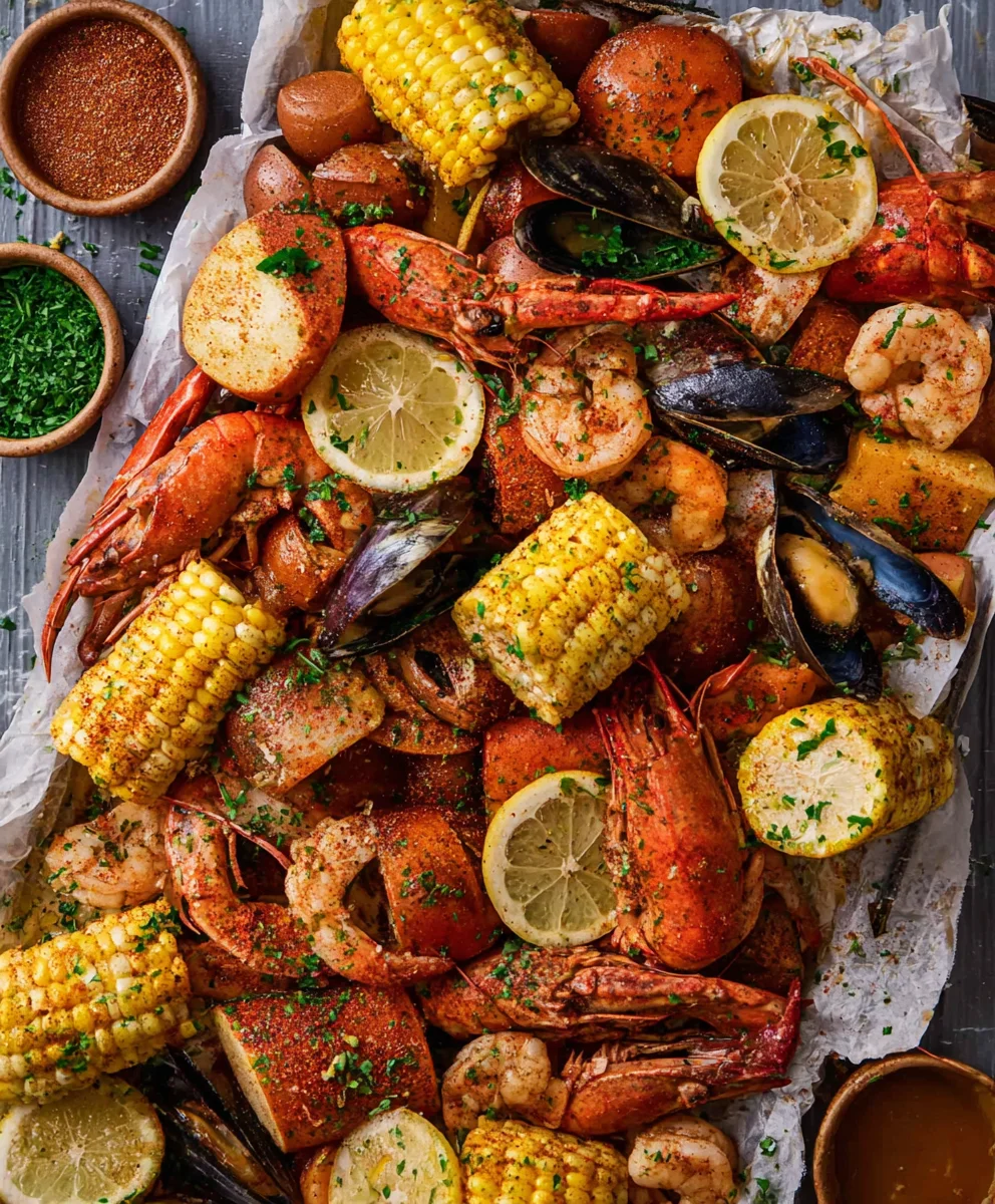 Spicy Cajun Seafood Boil - Garlic Butter Recipe