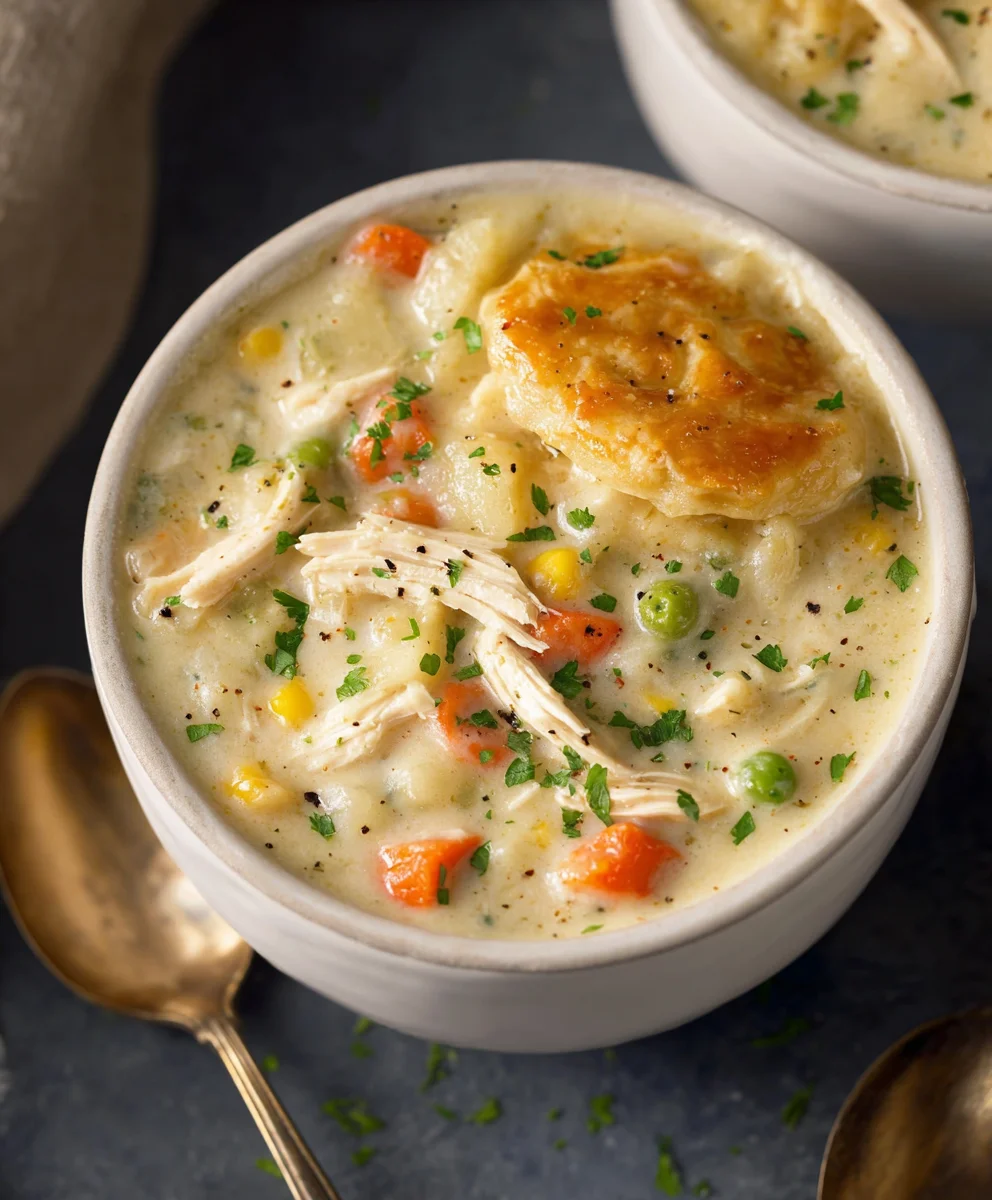 Easy Chicken Pot Pie Soup Recipe-Hearty & Flavorful