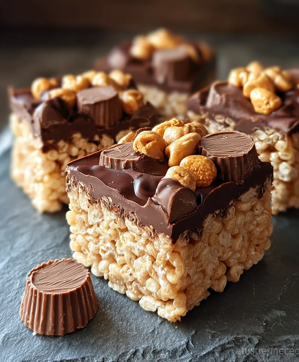 Peanut Butter Cup Rice Krispies Treats-Easy Recipe