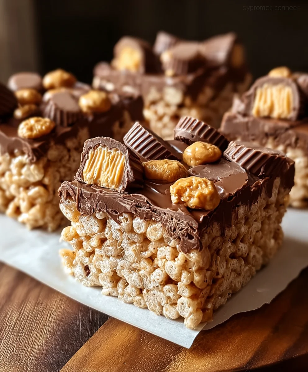 Peanut Butter Cup Rice Krispies Treats-Easy Recipe