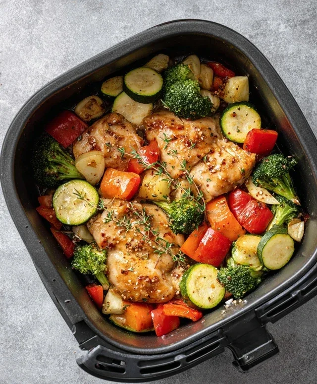 Air Fryer Chicken and Vegetables (in 15 minutes!)