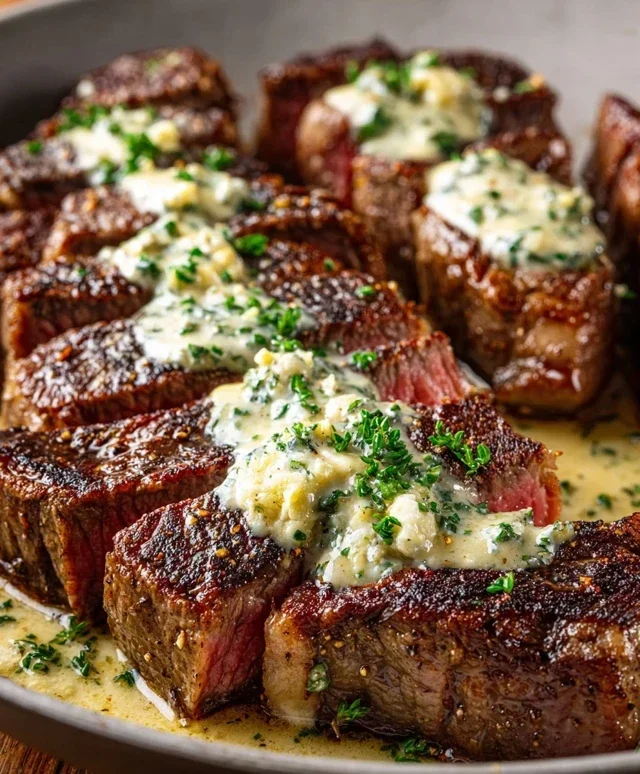 Garlic Butter Steak With Parmesan Cream Sauce