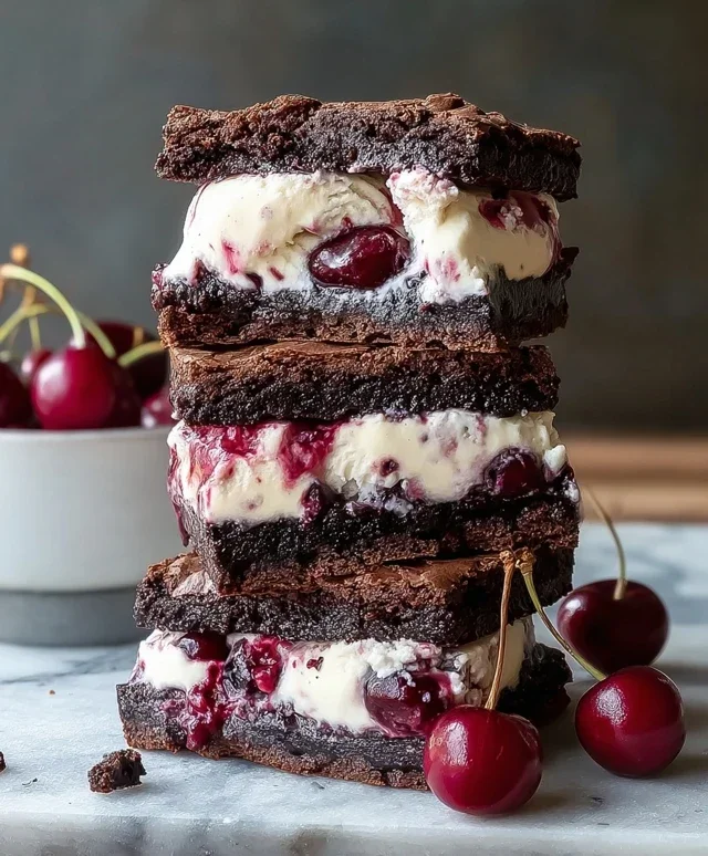 Cherry Brownie Ice Cream Sandwiches