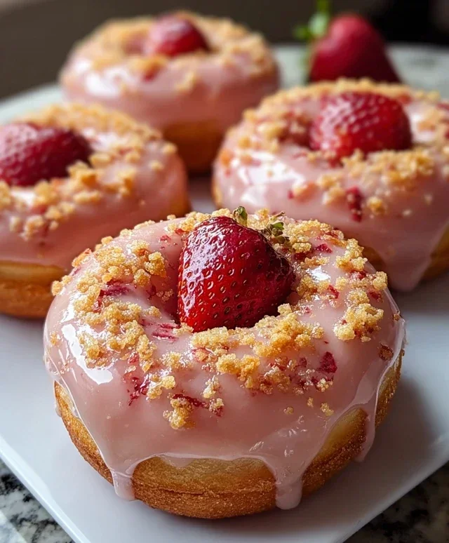 Freshly Glazed Strawberry Crunch Donuts