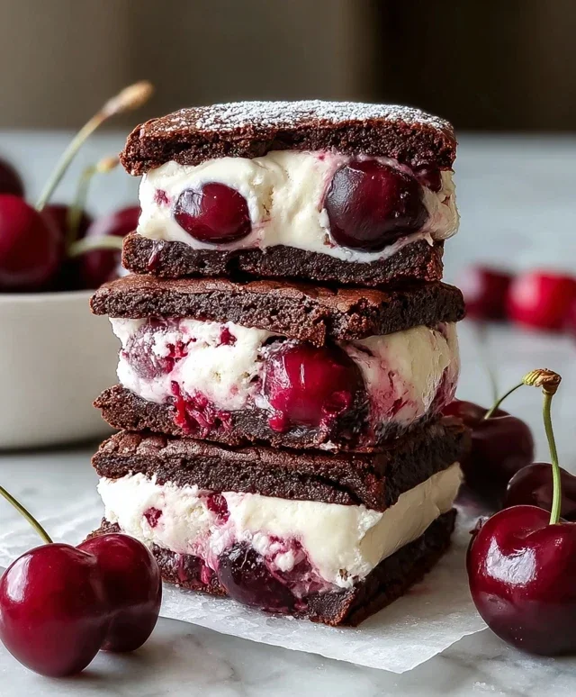 Cherry Brownie Ice Cream Sandwiches
