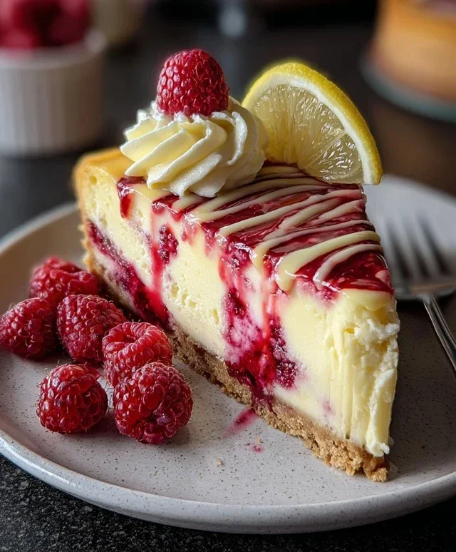 Raspberry Lemon White Chocolate Cheesecake
