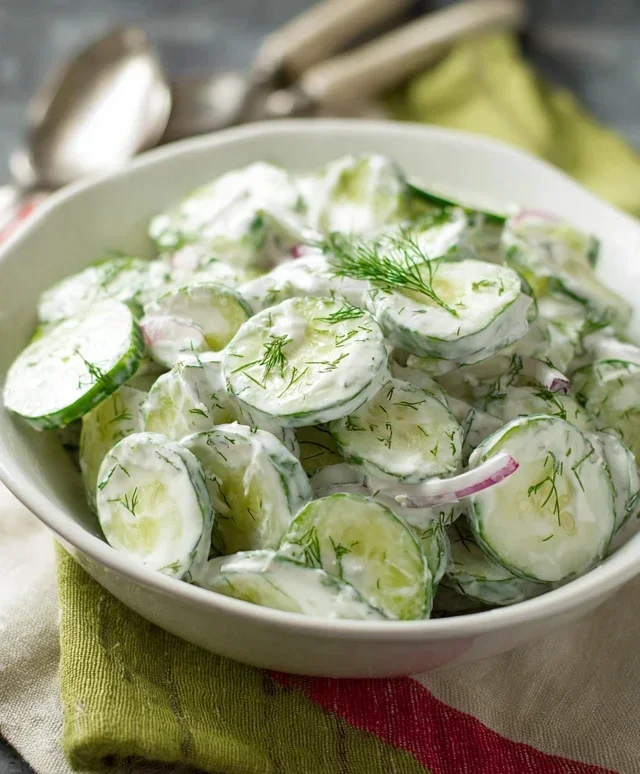 Creamy Cucumber Salad With Greek Yogurt Dressing