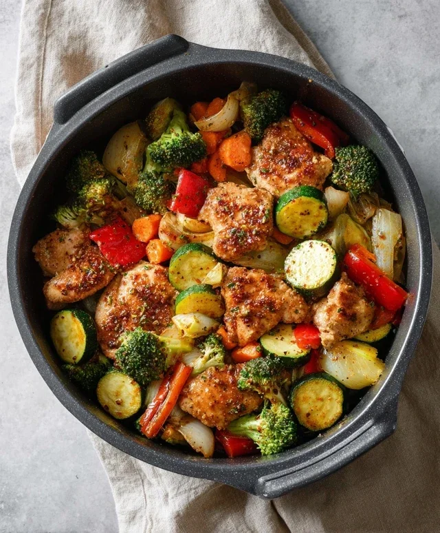 Air Fryer Chicken and Vegetables (in 15 minutes!)