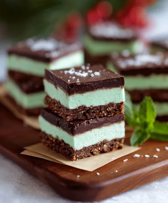 Triple-layer chocolate mint squares
