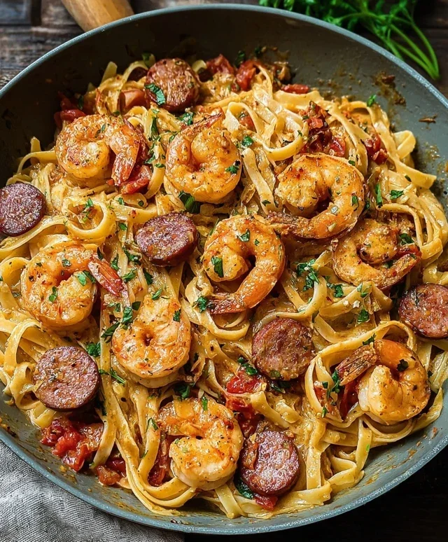 Creamy Cajun Shrimp Pasta with Sausage