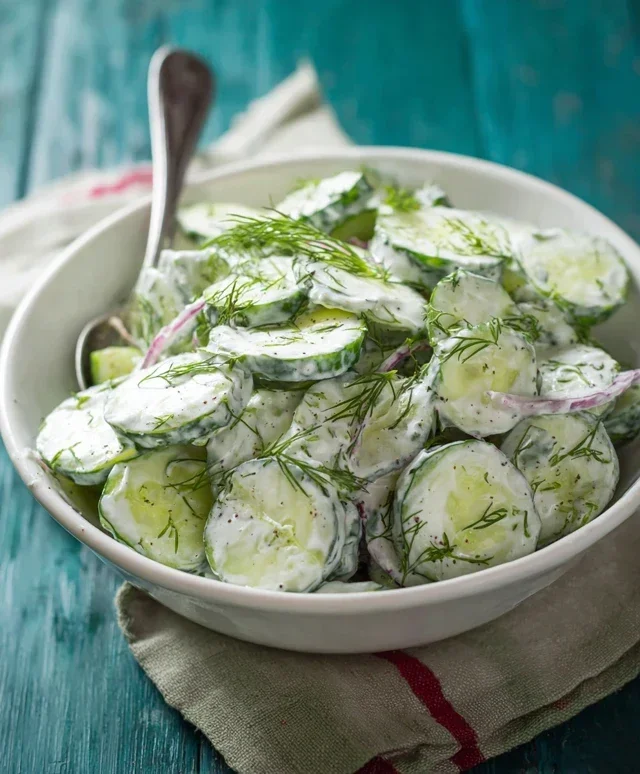 Creamy Cucumber Salad With Greek Yogurt Dressing