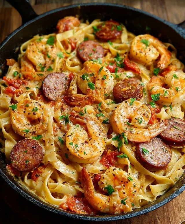 Creamy Cajun Shrimp Pasta with Sausage