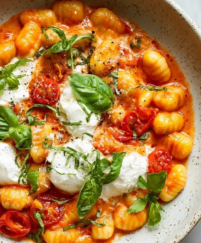 30 Minute Creamy Tomato Gnocchi with Burrata