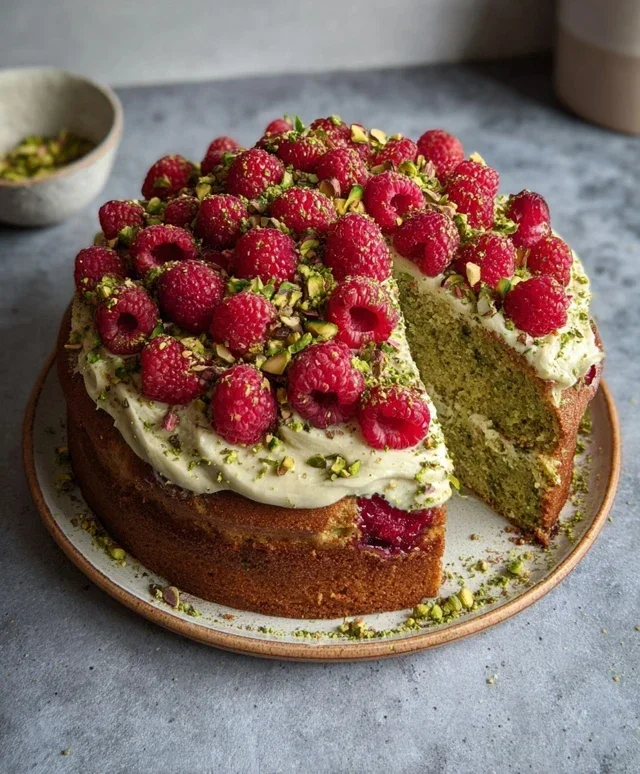 Pistachio Raspberry Cake