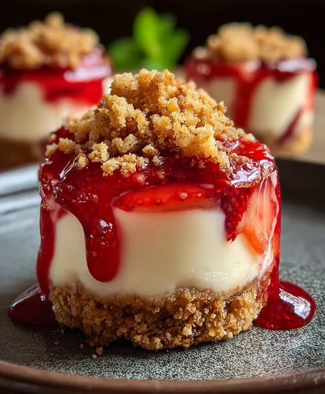 Mini Strawberry Crunch Stuffed Cheesecake