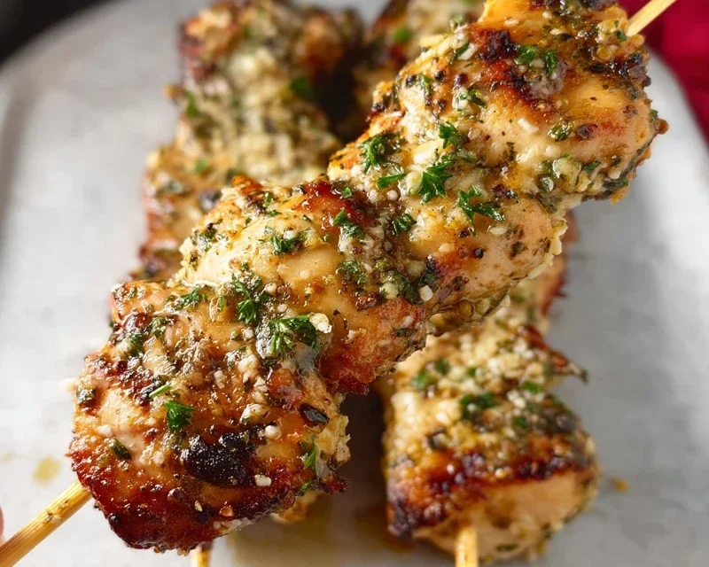 Garlic Parmesan Chicken Skewers