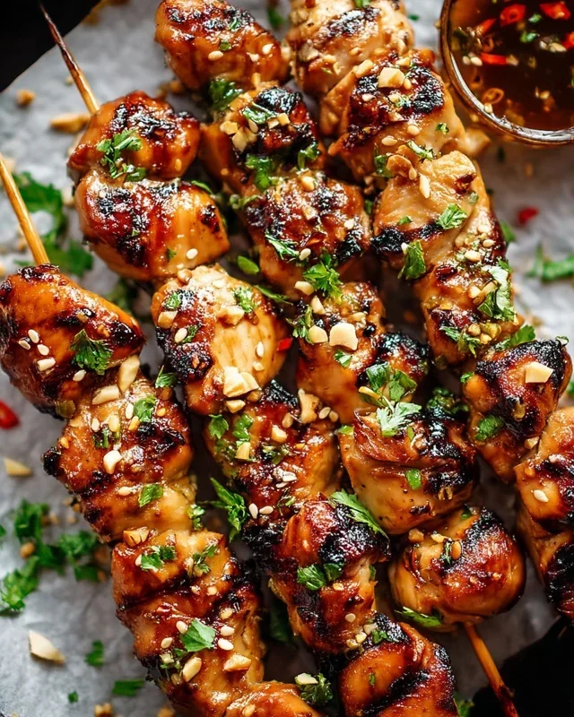 Easy Grilled Asian Chicken Skewers with Honey Garlic Sauce