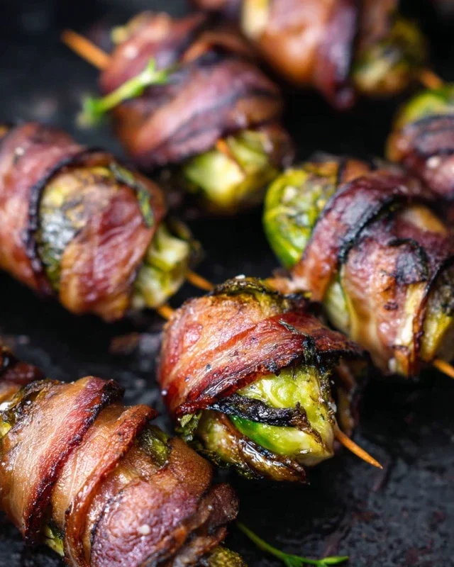 Grilled Beef Beef Bacon Wrapped Brussels Sprouts