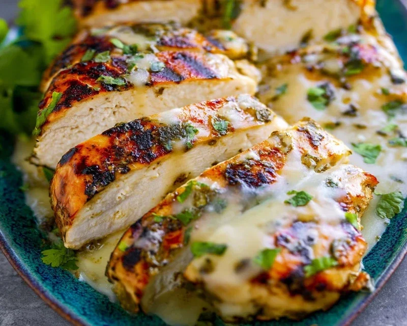 Grilled Salsa Verde Chicken with Pepper Jack