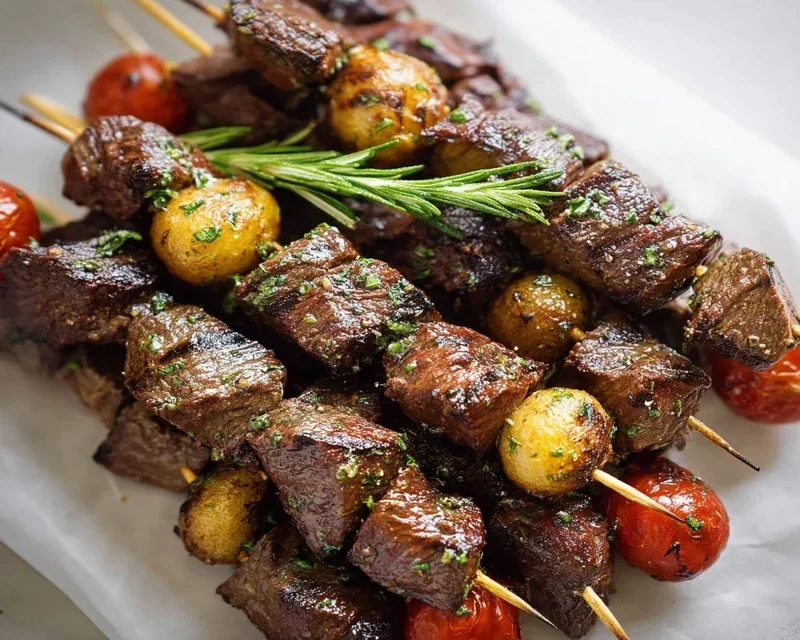 Rosemary Garlic Steak Kebabs
