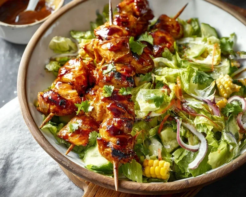BBQ Chicken Skewer Salad