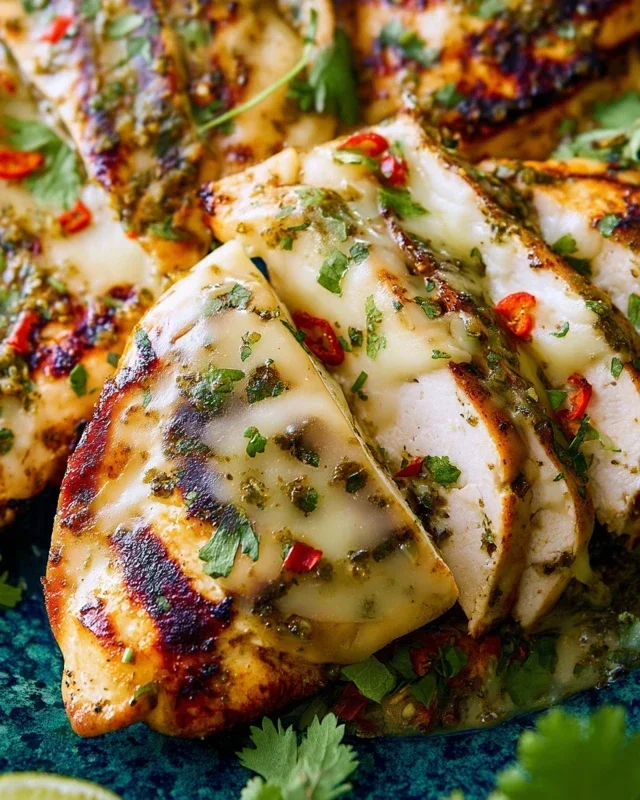 Grilled Salsa Verde Chicken with Pepper Jack