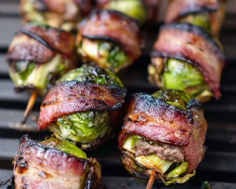 Grilled Beef Beef Bacon Wrapped Brussels Sprouts