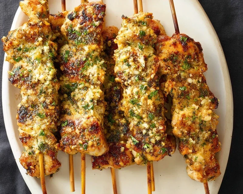 Ranch Garlic Parmesan Chicken Skewers