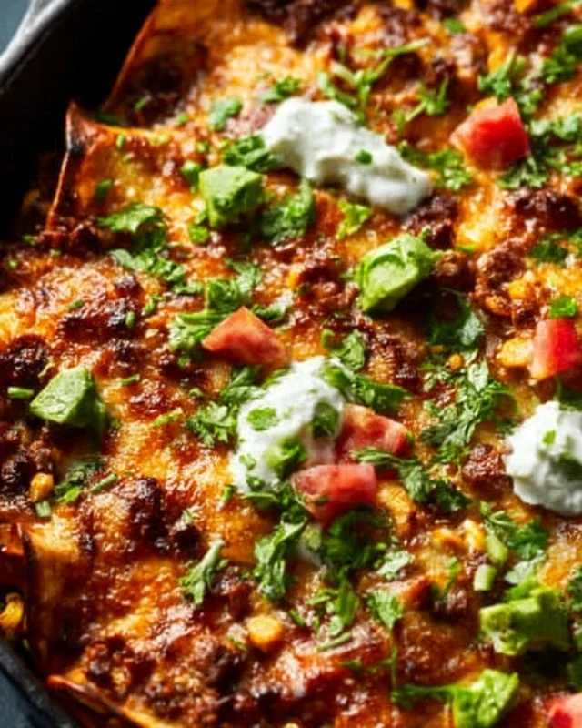 Beef Skillet Enchiladas