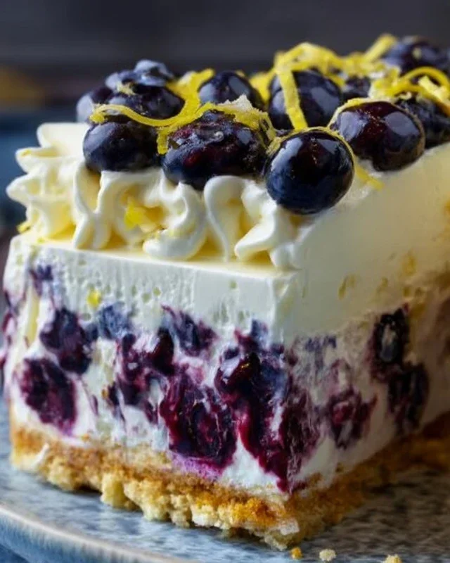 No-Bake Lemon dazzling Blueberry cream Cake