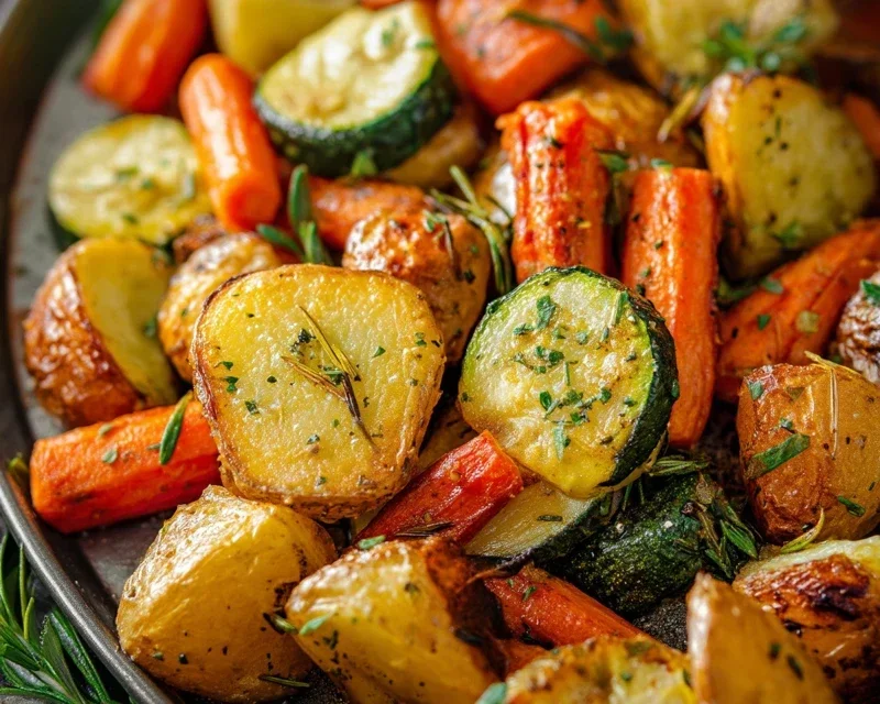 Garlic Herb Roasted Potatoes Carrots and Zucchini
