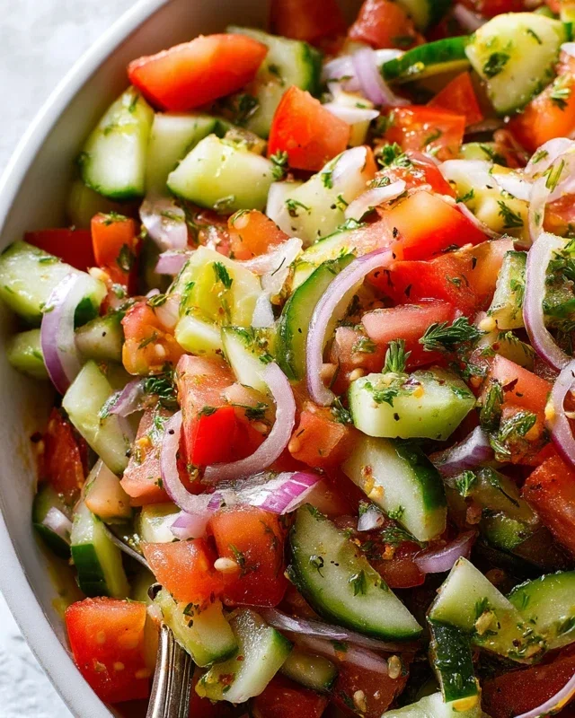 Mediterranean Salad with Cucumber, Tomato and Onion