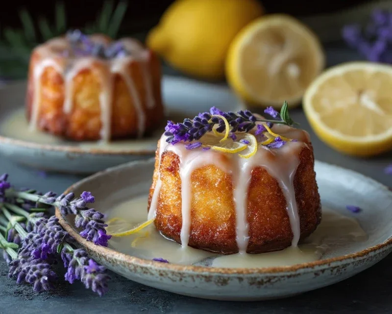 Mini Lemon Cakes With Lavender Glaze