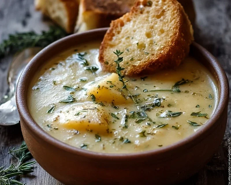 Hearty Cheddar Garlic Herb Potato Soup Recipe