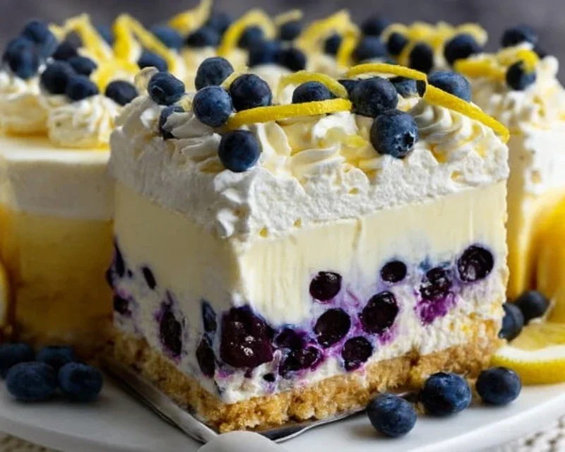 No-Bake Lemon dazzling Blueberry cream Cake