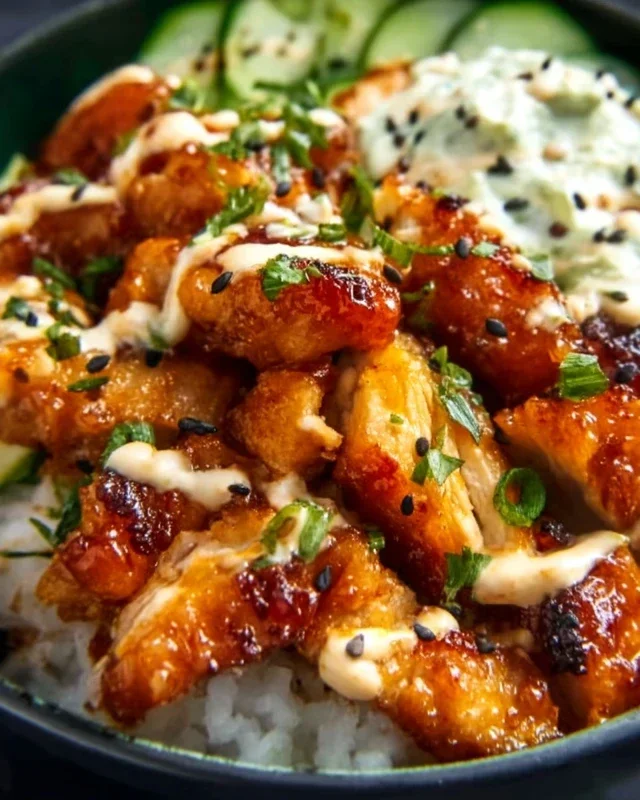 Spicy Honey-Gin Extract Extractger Chicken Bowls with Yum Yum Sauce
