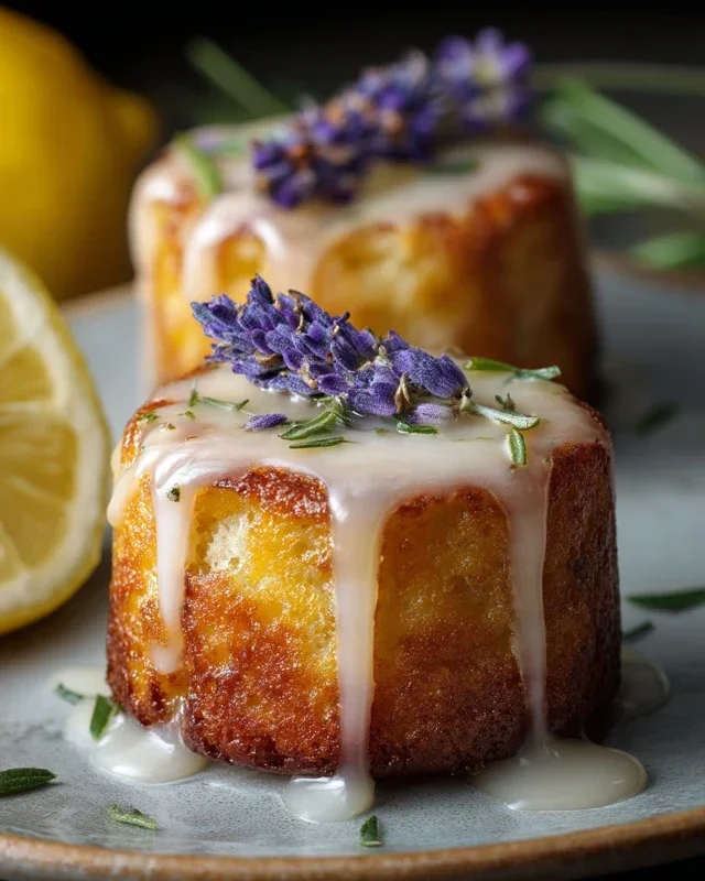 Mini Lemon Cakes With Lavender Glaze
