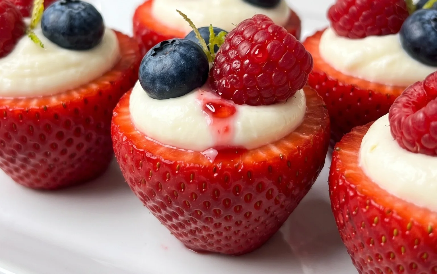 Red, White, and Blue Cheesecake Strawberries