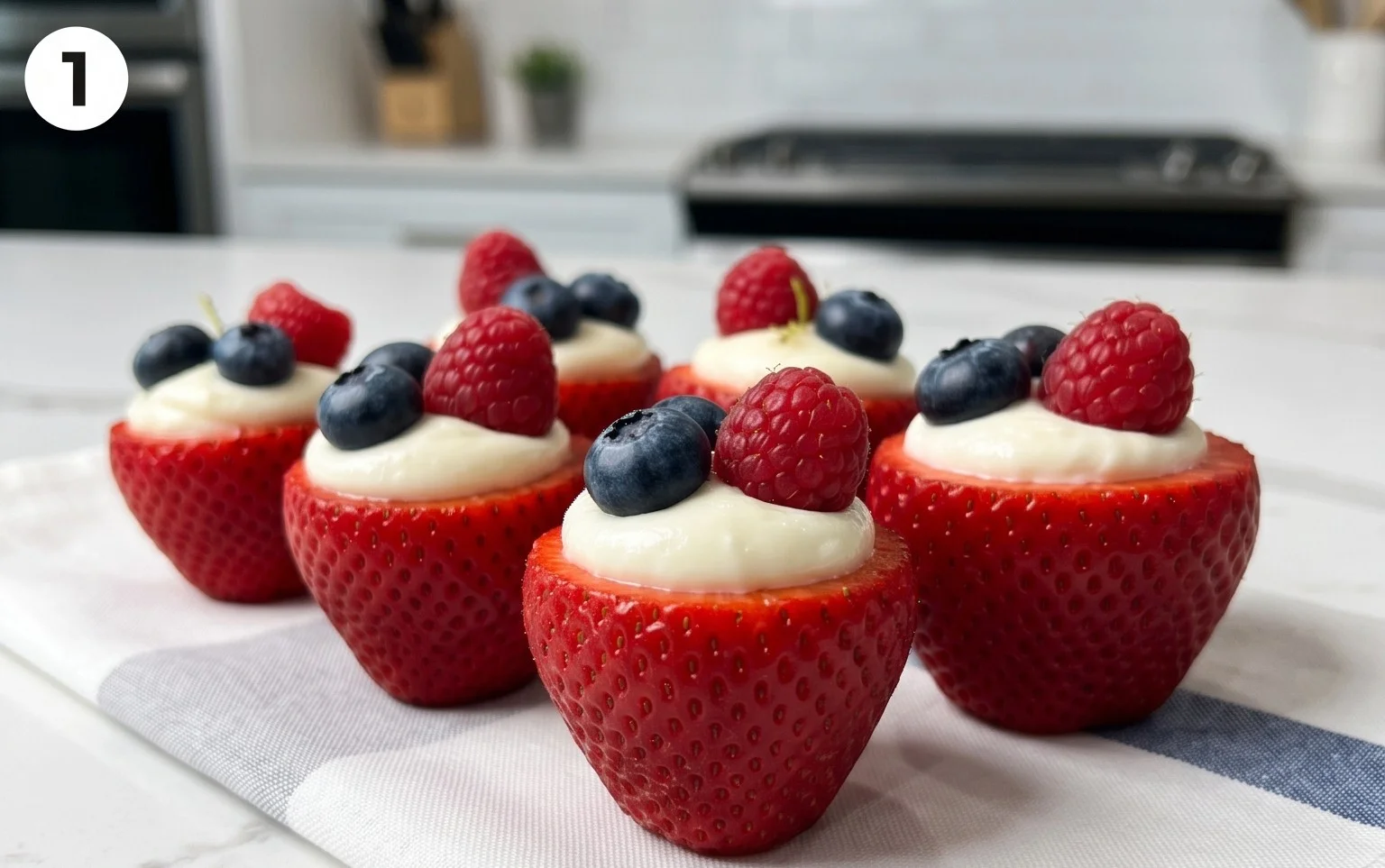 Red, White, and Blue Cheesecake Strawberries