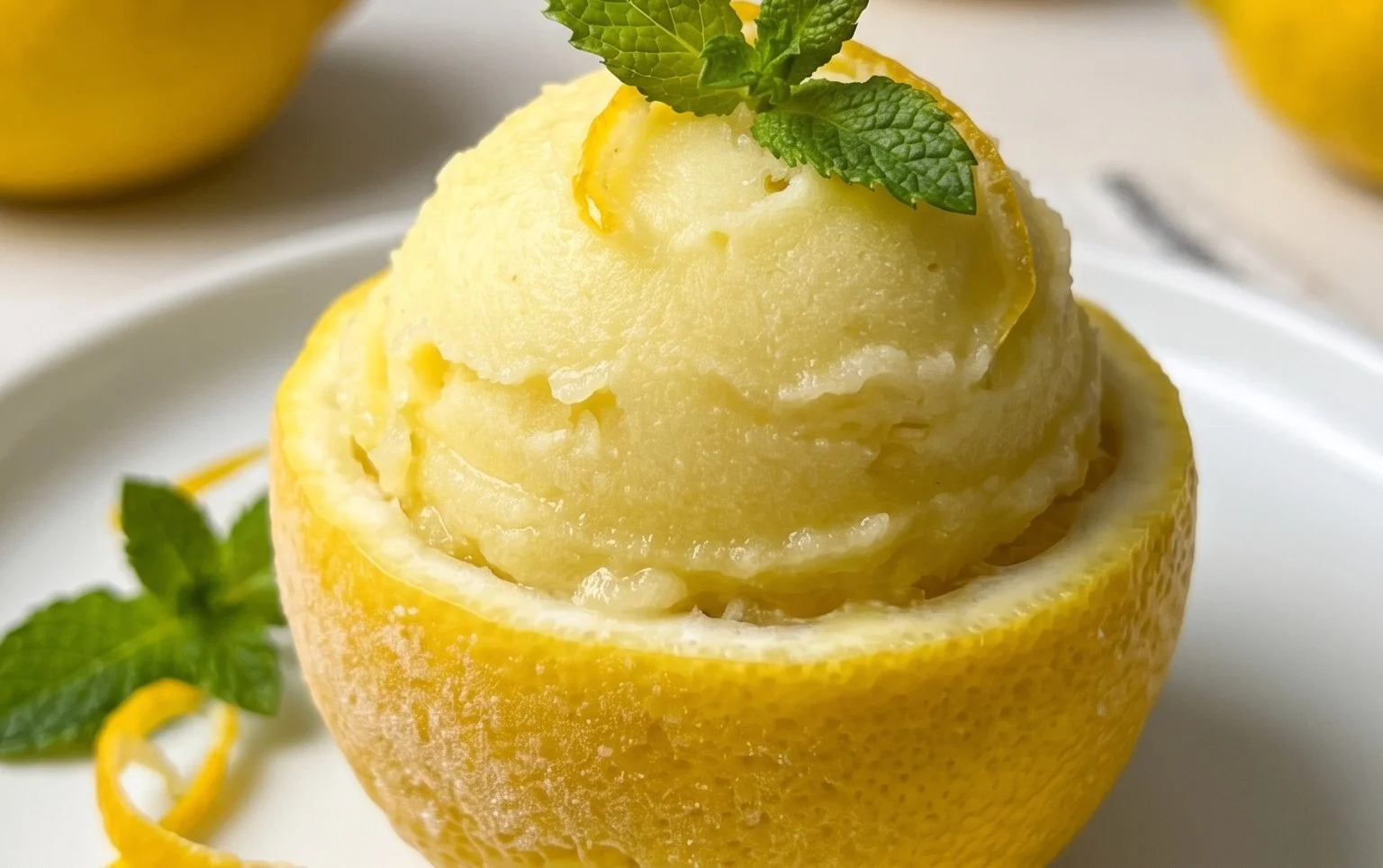 Sorbetto di Limone Dressed Up in a Frozen Lemon Shell