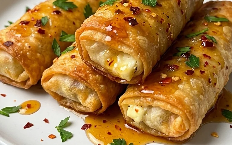 Indulgent Oven Fried Feta Rolls with Chili Honey Magic