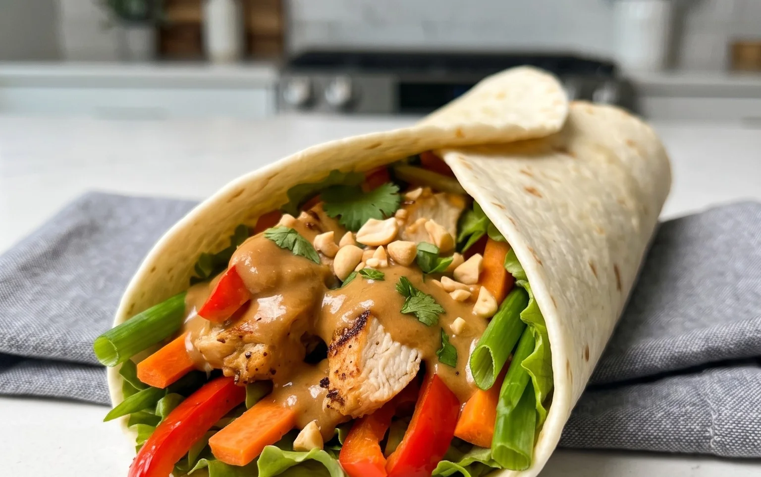 Thai Peanut Chicken Wraps