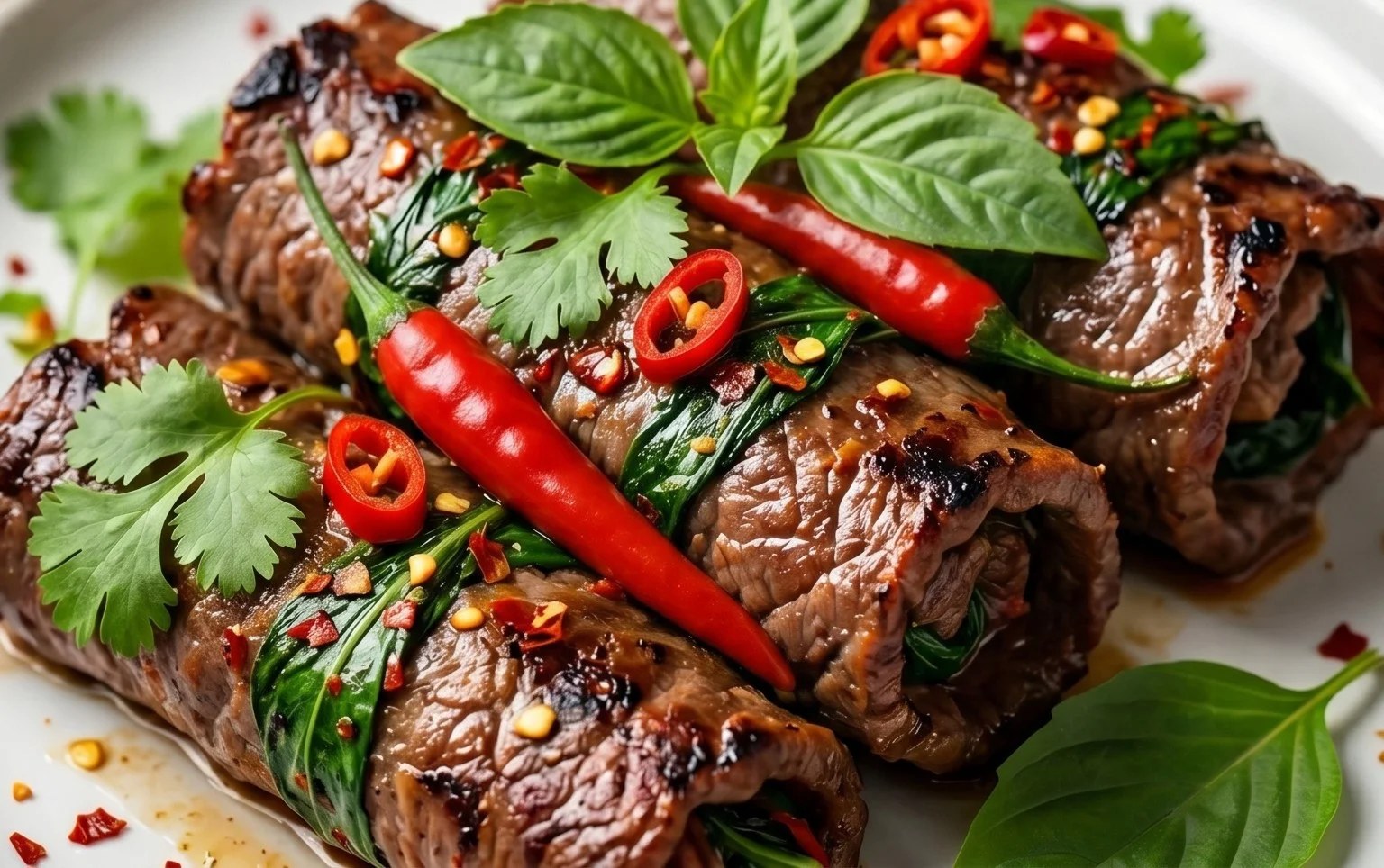 Thai Basil Beef Rolls