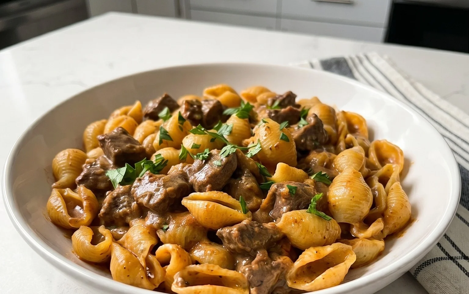 Creamy Beef and Shells