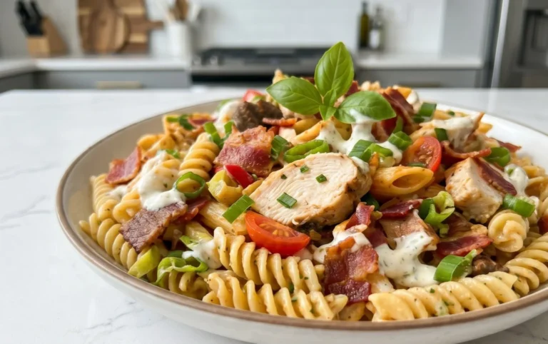 Chicken Beef Bacon Ranch Pasta Salad