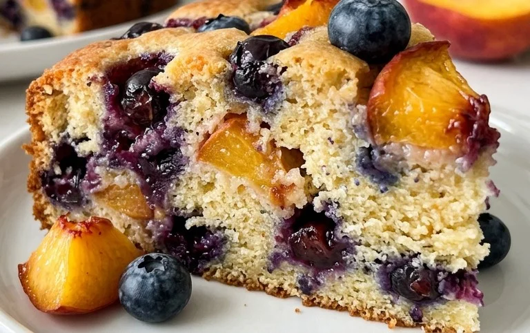 Peach and Blueberry Greek Yogurt Cake