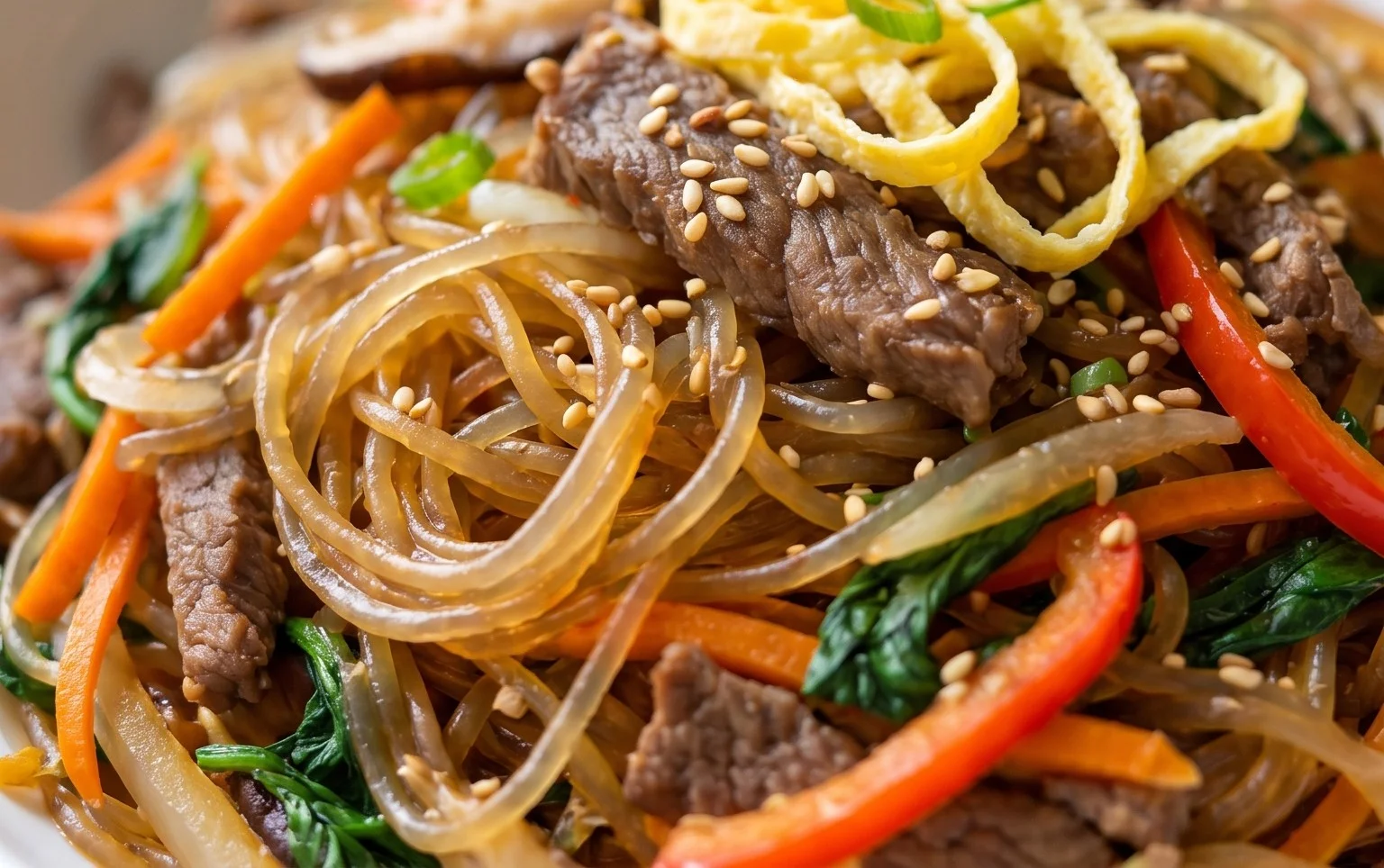 Japchae (Korean Glass Noodle Stir Fry)